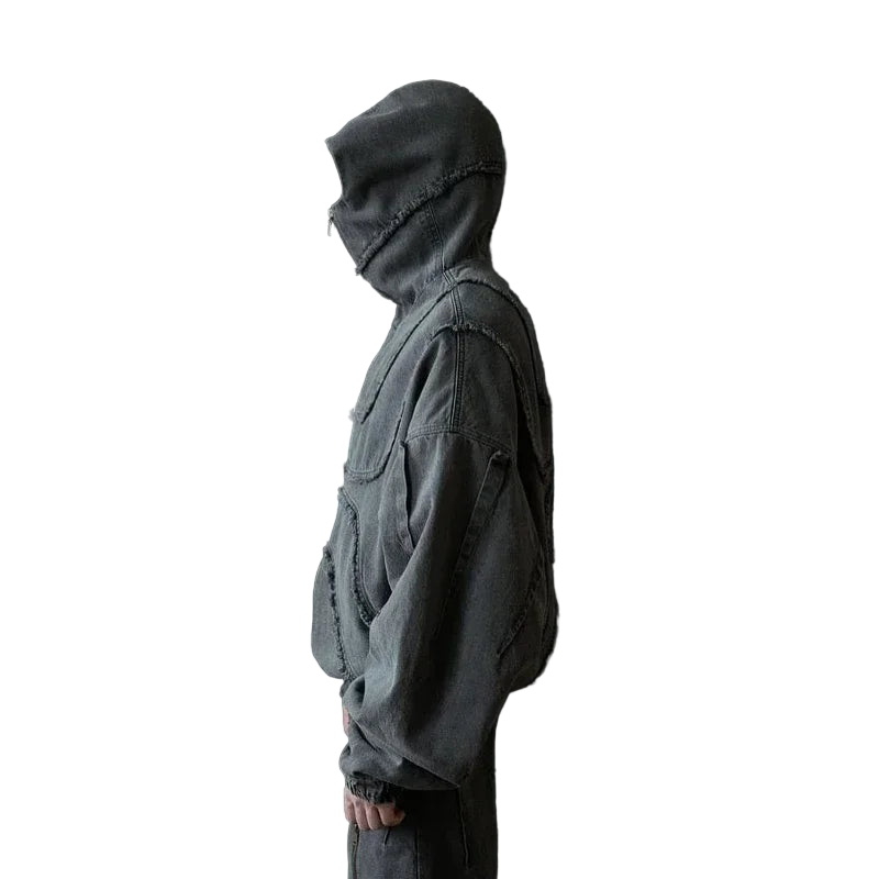 Double Zipper Washed Denim Jacket