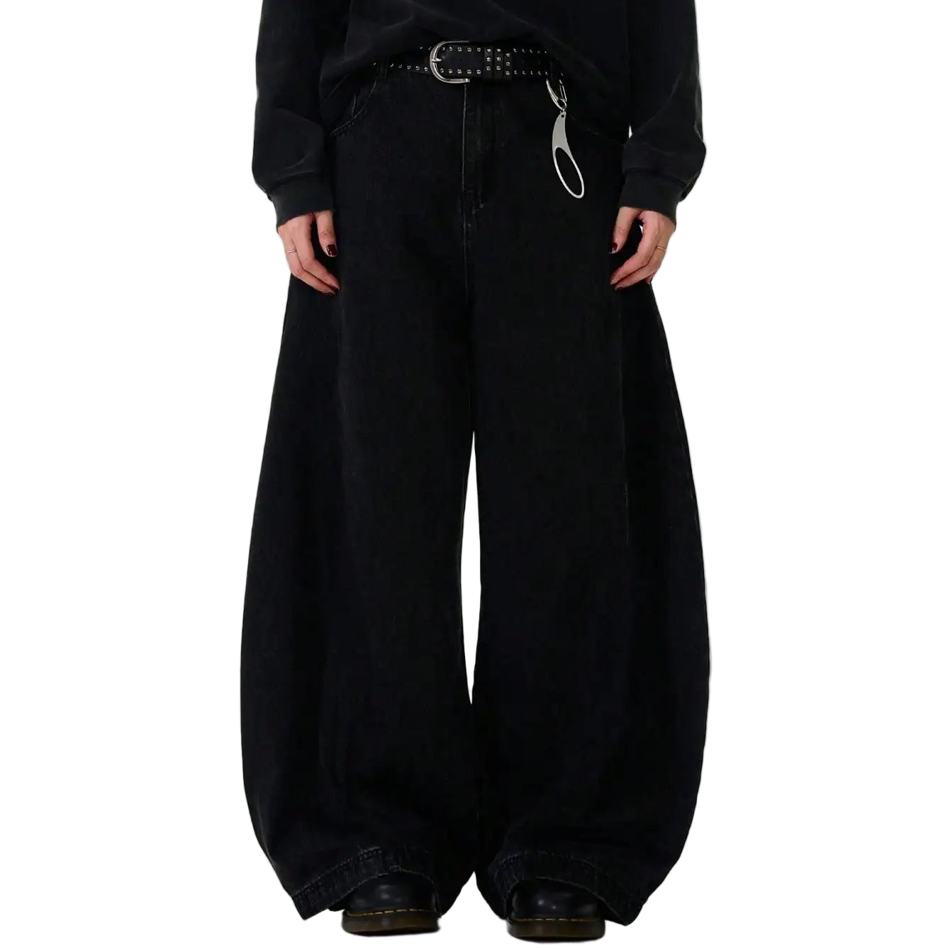 Black High Street Jeans Wide Leg Curved Jeans