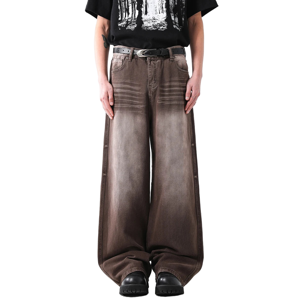 Washed Loose Fit Straight Leg Jeans