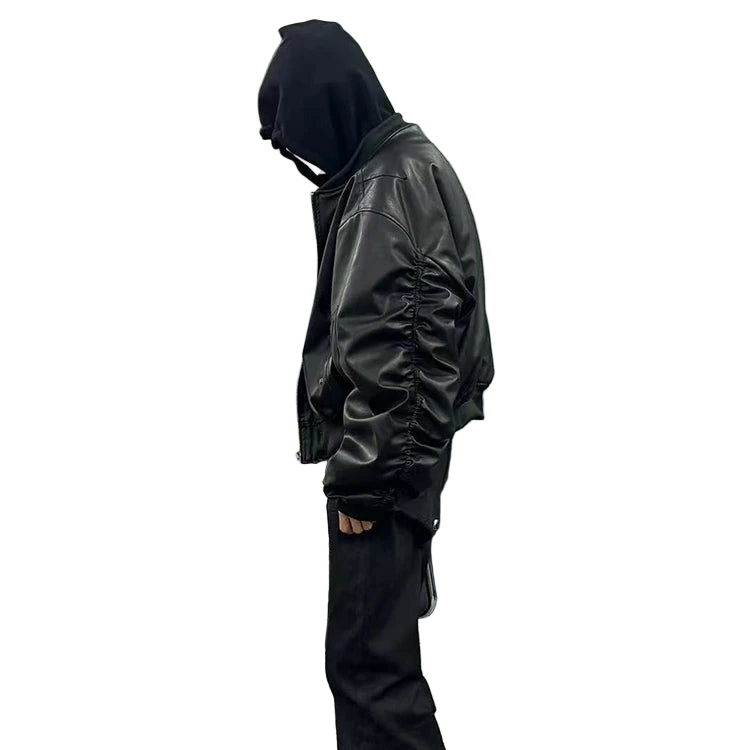 Oversized Leather Bomber Jacket