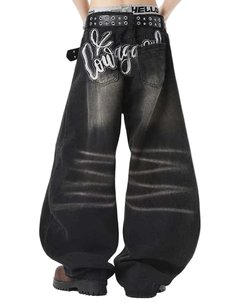 Embroidered Machete Wide Leg Jeans