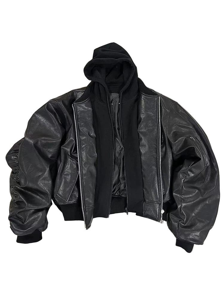Oversized Leather Bomber Jacket