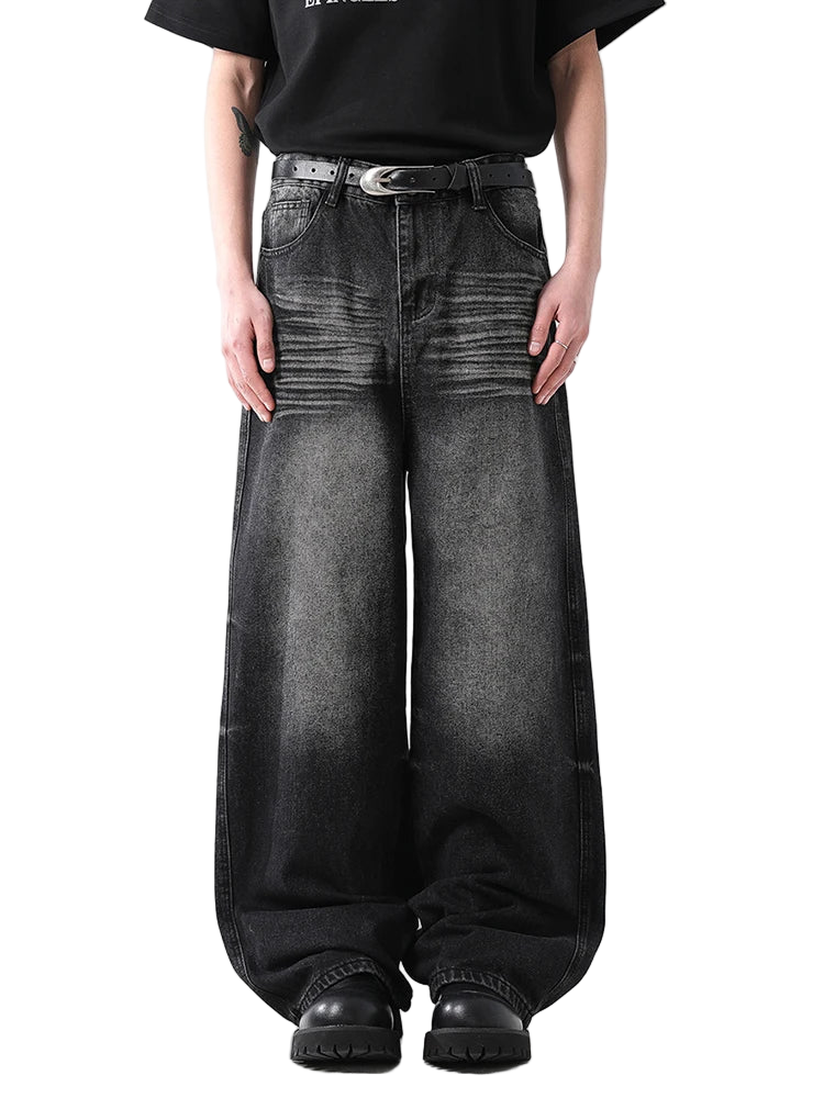 Washed Loose Fit Straight Leg Jeans