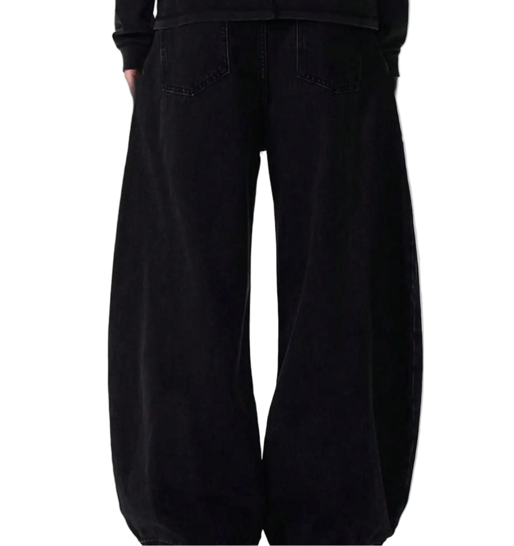 Black High Street Jeans Wide Leg Curved Jeans