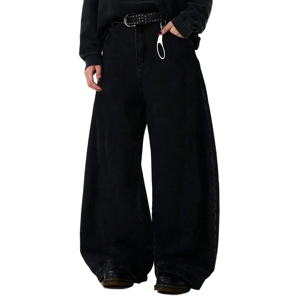 Black High Street Jeans Wide Leg Curved Jeans