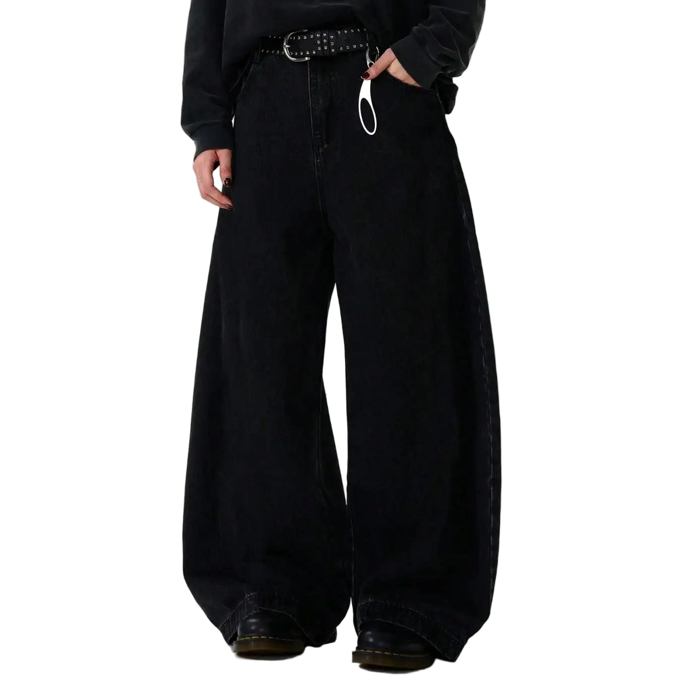 Black High Street Jeans Wide Leg Curved Jeans