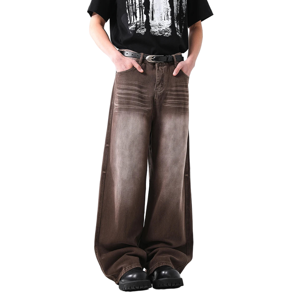 Washed Loose Fit Straight Leg Jeans