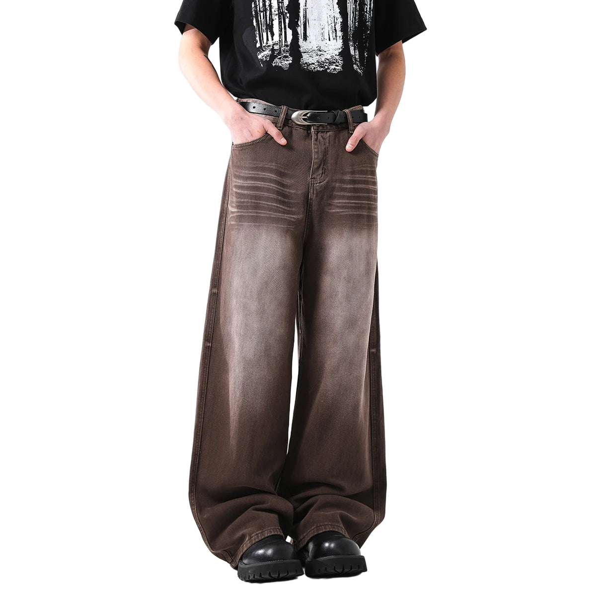 Washed Loose Fit Straight Leg Jeans