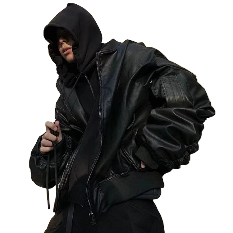 Oversized Leather Bomber Jacket