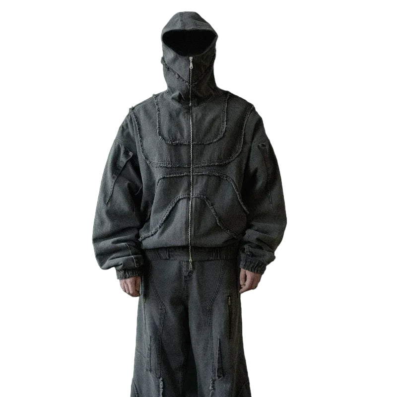 Double Zipper Washed Denim Jacket
