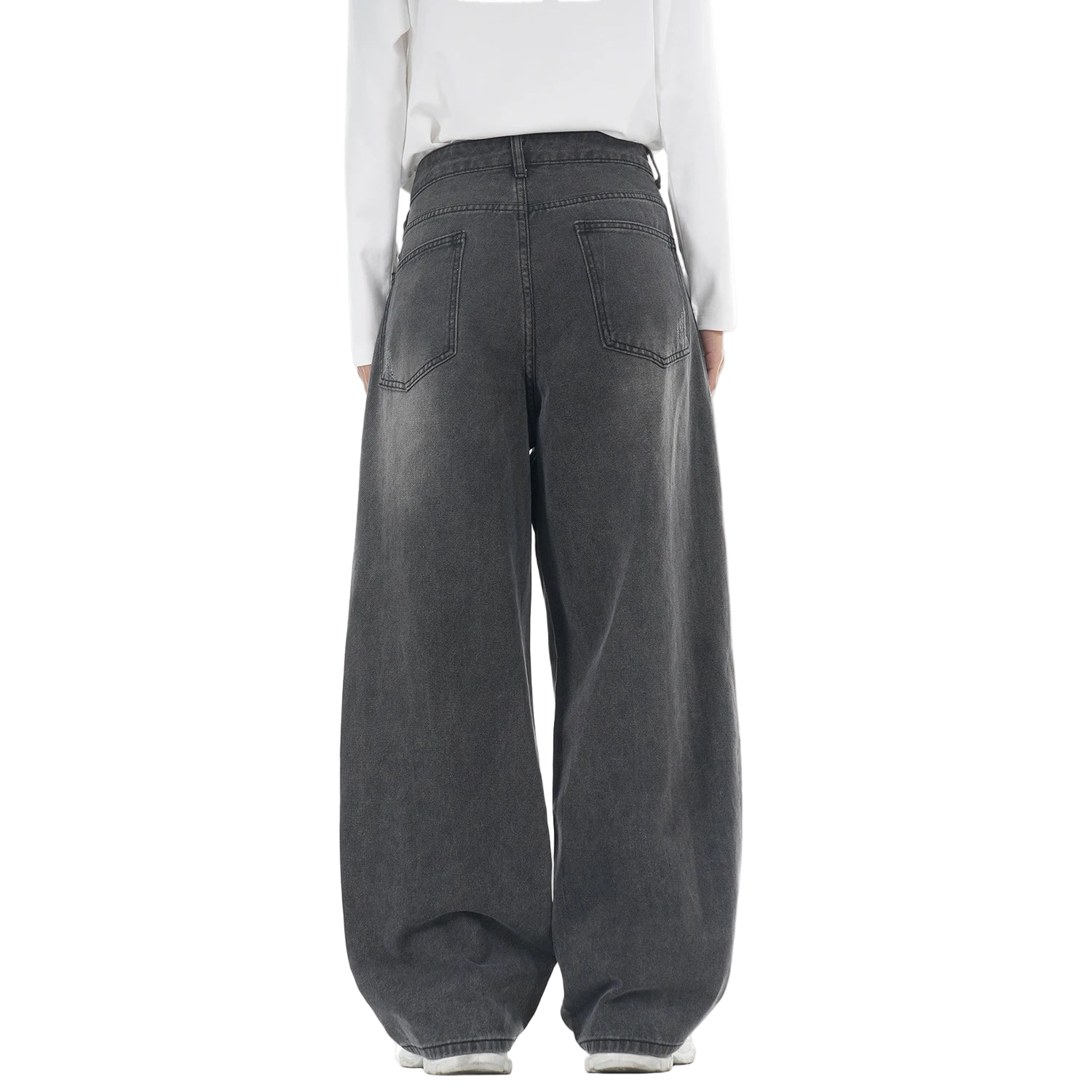 Washed Gray Loose Straight Wide Leg Jeans