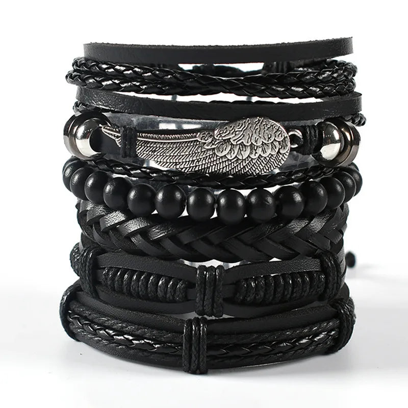 Multilayer Antique Leather Bracelet Sets
