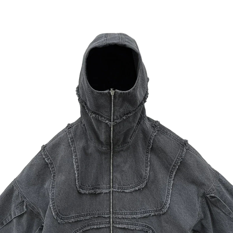 Double Zipper Washed Denim Jacket