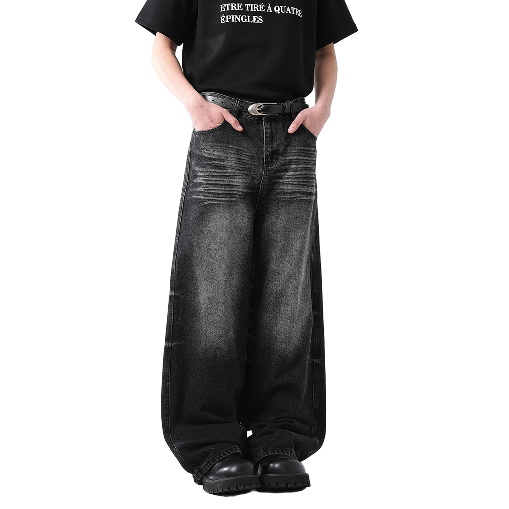 Washed Loose Fit Straight Leg Jeans