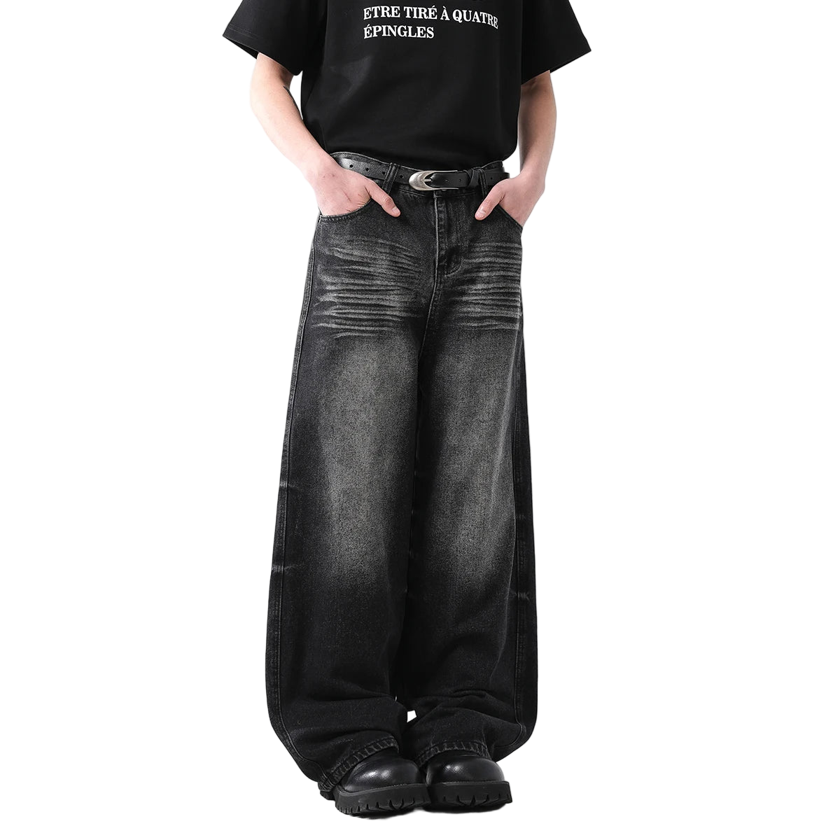 Washed Loose Fit Straight Leg Jeans