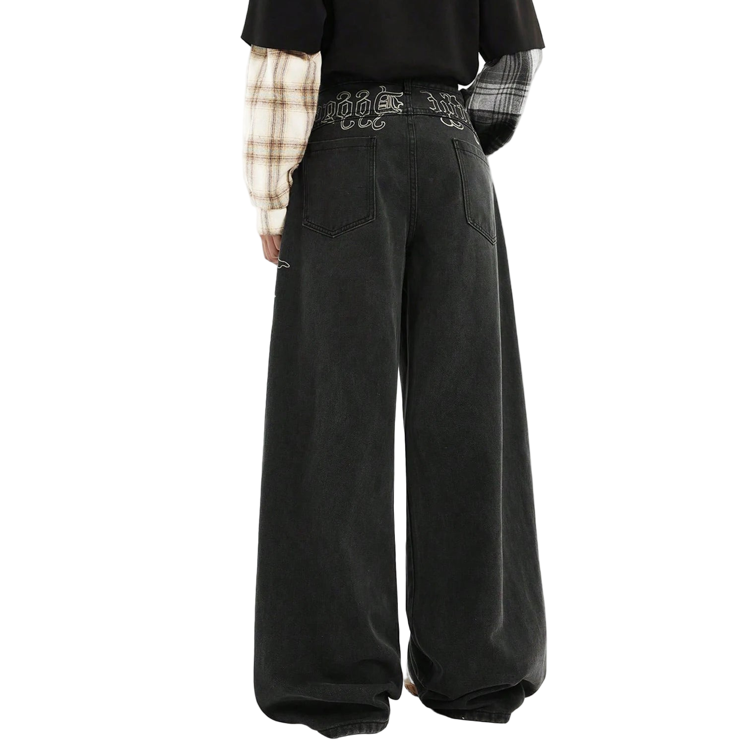 Loose Wide Leg Printed Baggy Denim Pants