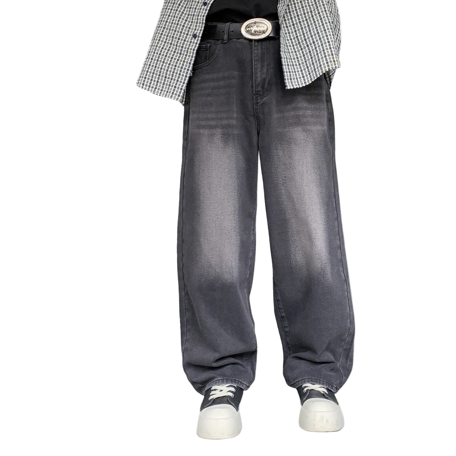 Pattern Gothic Baggy Straight Denim Pants