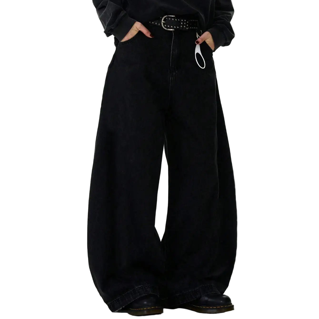 Black High Street Jeans Wide Leg Curved Jeans