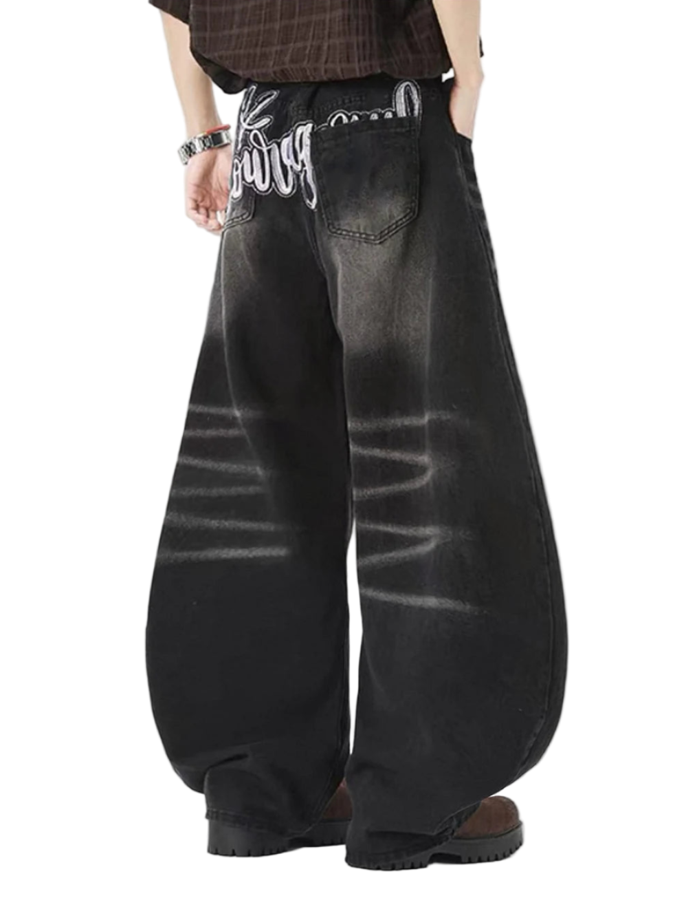Embroidered Machete Wide Leg Jeans