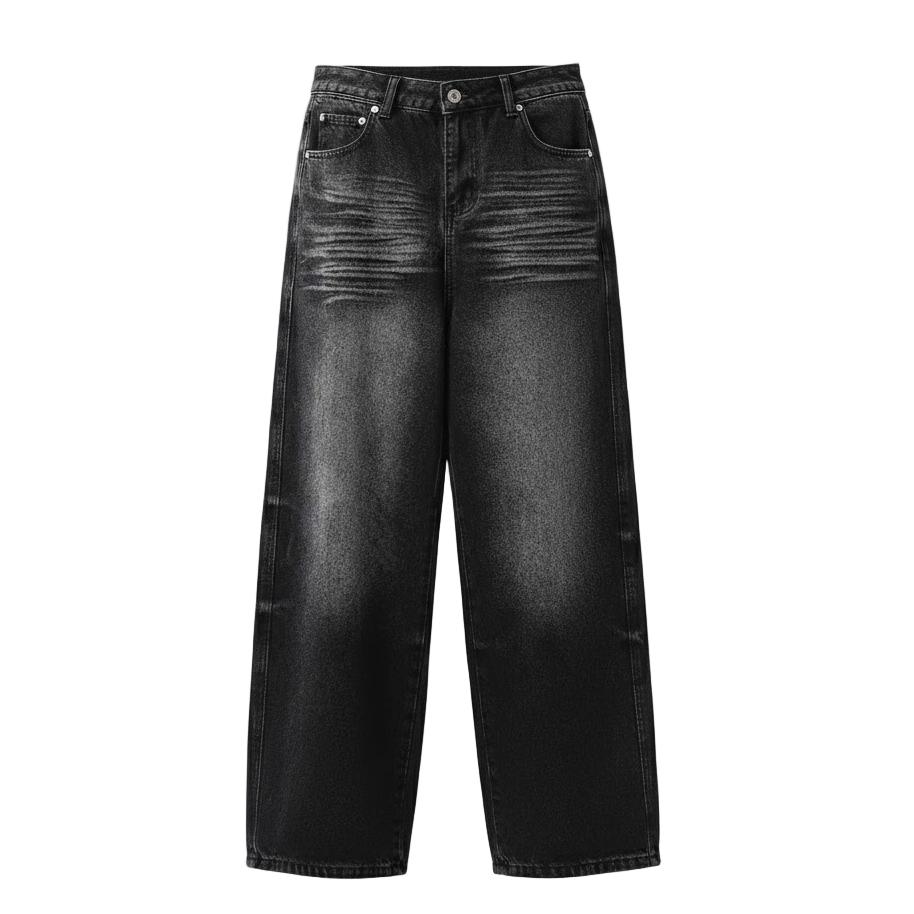 Washed Loose Fit Straight Leg Jeans