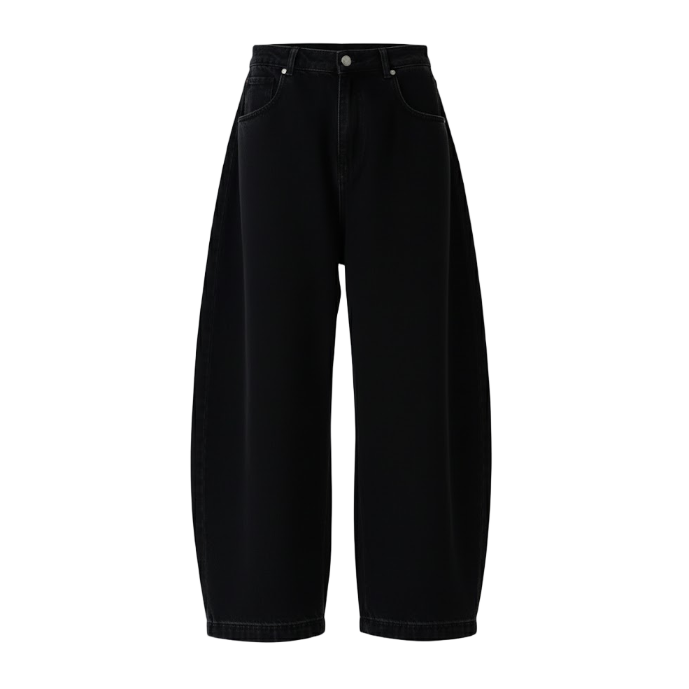 Black High Street Jeans Wide Leg Curved Jeans