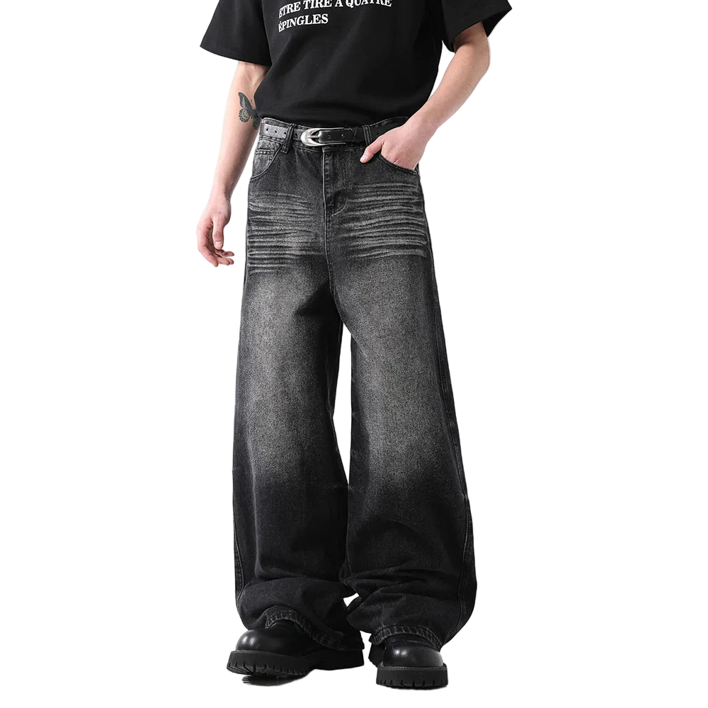 Washed Loose Fit Straight Leg Jeans