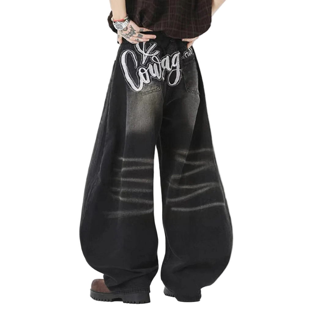 Embroidered Machete Wide Leg Jeans