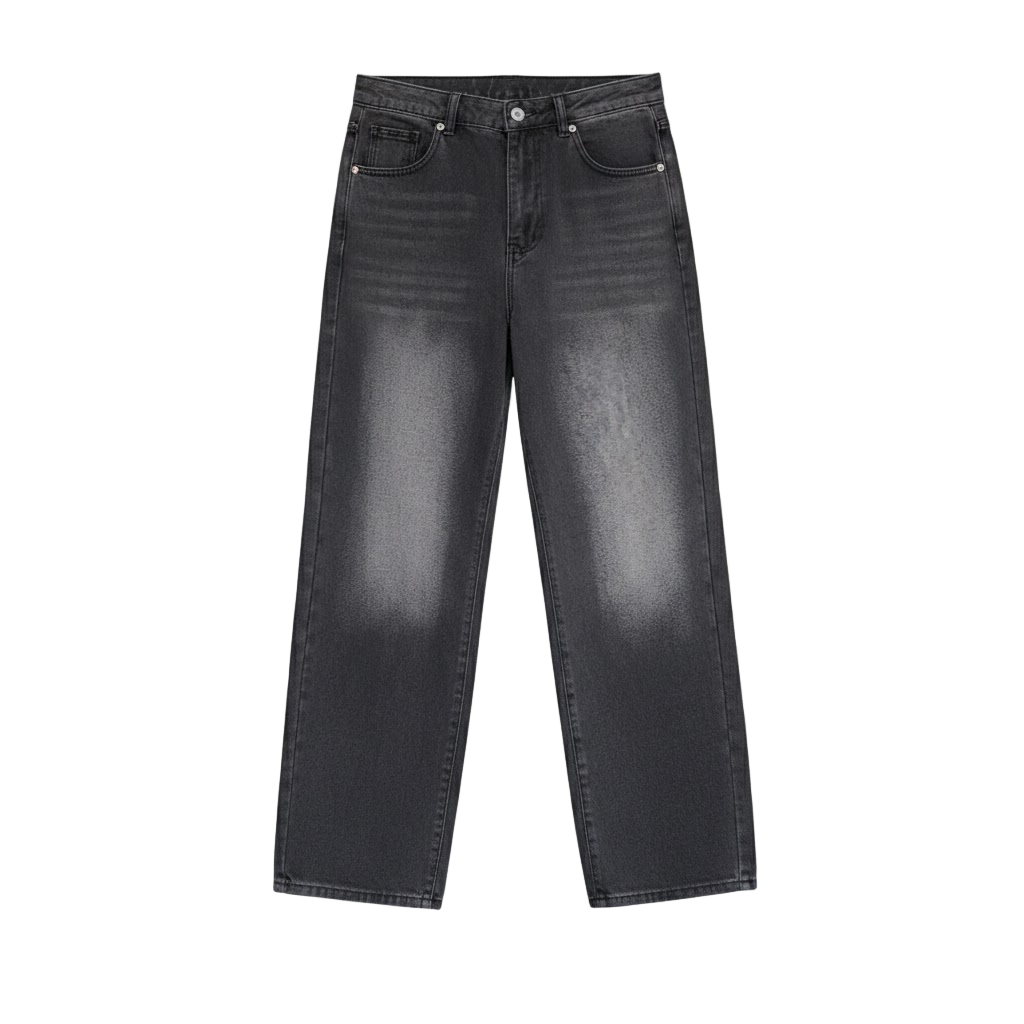 Pattern Gothic Baggy Straight Denim Pants