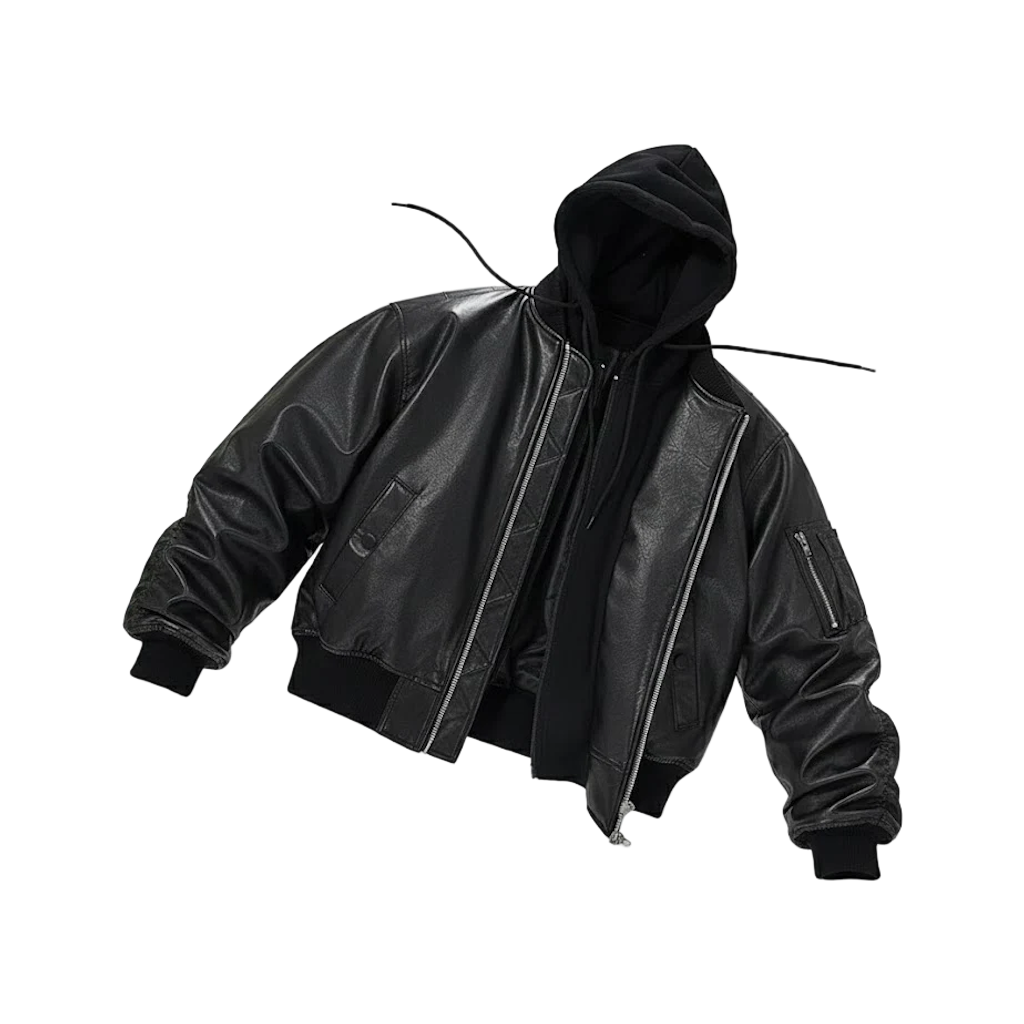 Oversized Leather Bomber Jacket