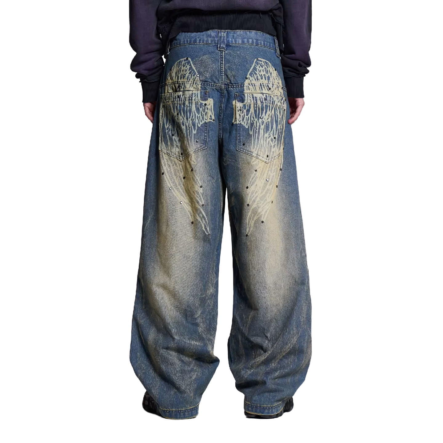 Angel Pattern Baggy Jeans