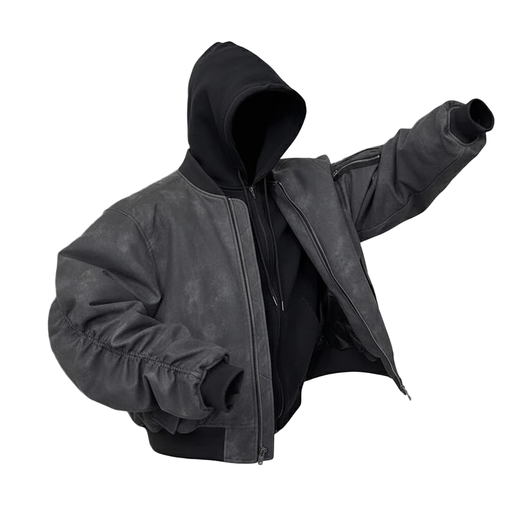 Vintage Black Faux Suede Leather Jacket