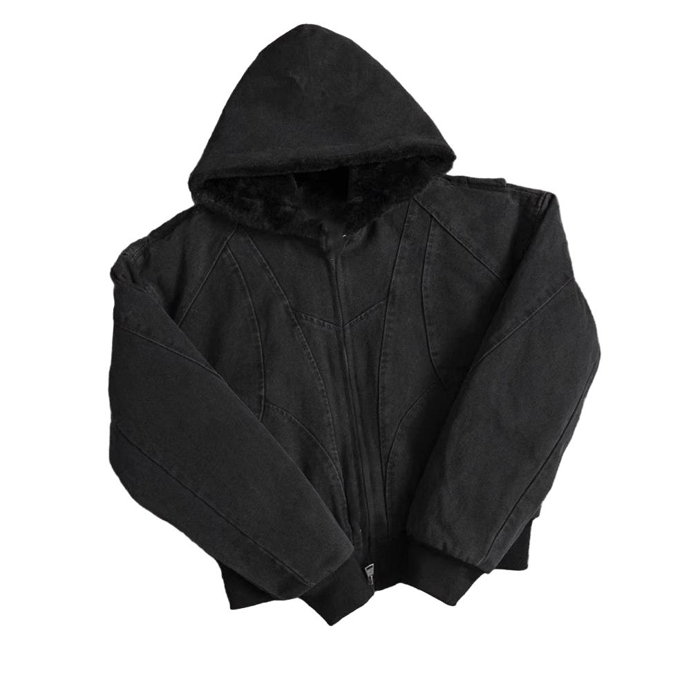 Canvas Washed Jacket with Faux Fur