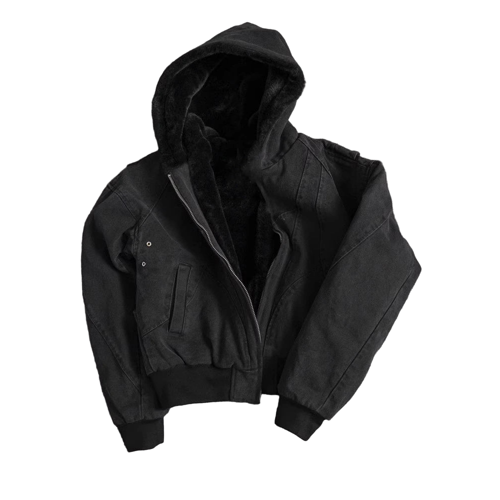 Canvas Washed Jacket with Faux Fur