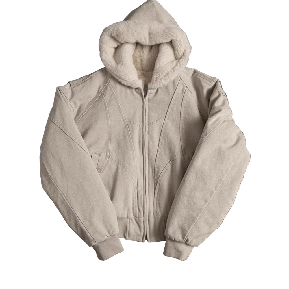 Canvas Washed Jacket with Faux Fur
