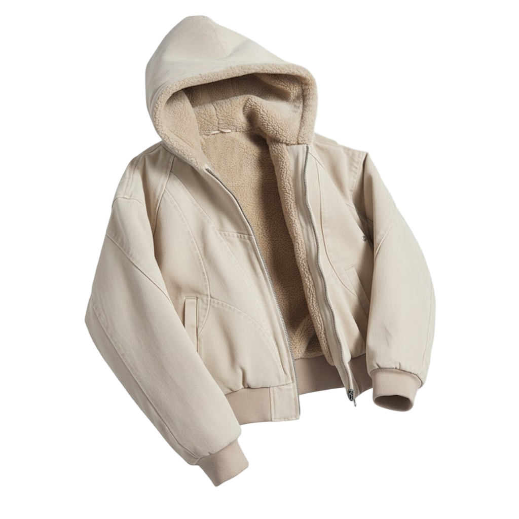 Canvas Washed Jacket with Faux Fur